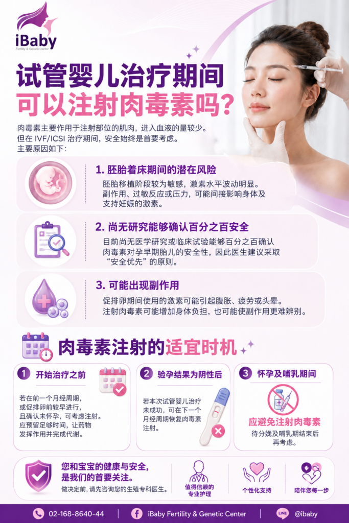 	促排卵能打Botox吗 (Can you get Botox during egg stimulation), 备孕打肉毒杆菌安全吗 (Is Botox safe when trying to conceive), 胚胎移植前打肉毒杆菌 (Botox before embryo transfer), 试管婴儿期间可以打肉毒杆菌吗 (Can you get Botox during IVF)