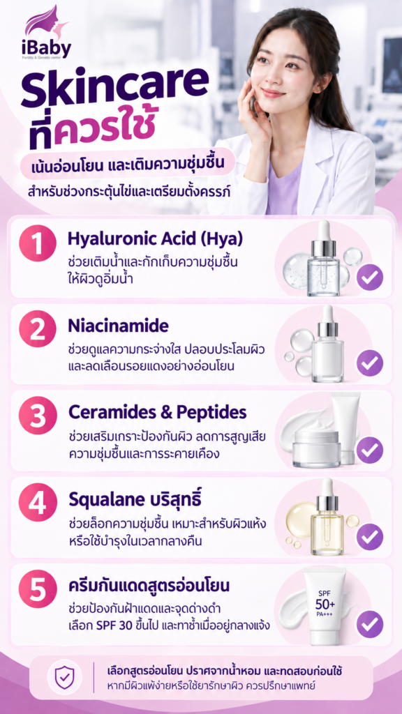 สกินแคร์คนท้อง คนเตรียมท้อง,สกินแคร์ช่วงกระตุ้นไข่, คนเตรียมตั้งครรภ์ใช้ครีมอะไรได้บ้าง, สารเคมีต้องห้ามคนท้อง